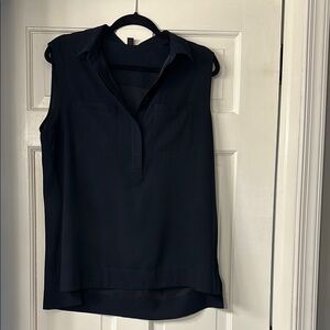 Ann Taylor Blue Sleeveless Polo Blouse
